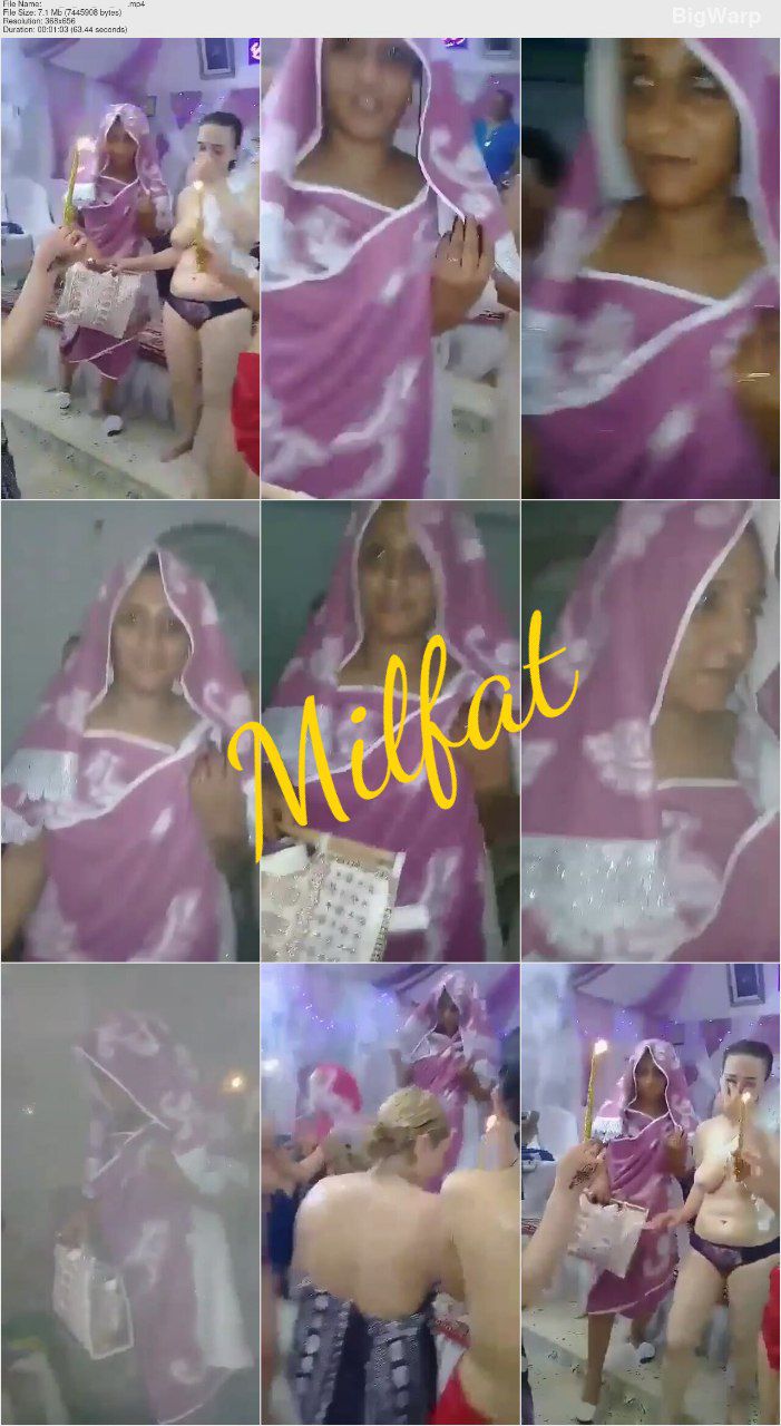 شراميط مغاربه فى حمام مغربى يحتفلون بعرس صاحبتهم بالشموع وبزازهم عريانه فى حمام مغربى من تقاليد المغرب