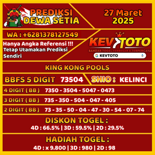 Prediksi Togel Toto 4D Kingkong Kamis 27 Maret 2025.jpg