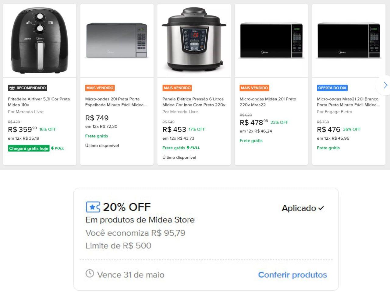 CUPOM 20% EM PRODUTOS MIDEA