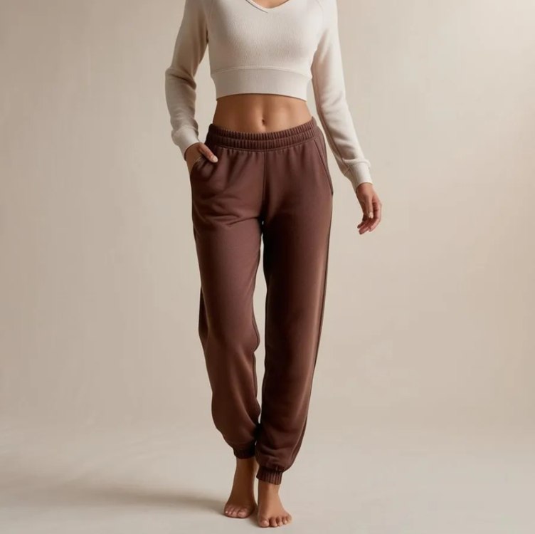 Calça De Moletom Feminina Jogger Flanelada Casual Estilosa