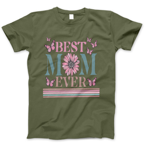 Photograph of four blank t-shirts greys beige and army green. Clipping path included. Ready for your.jpg