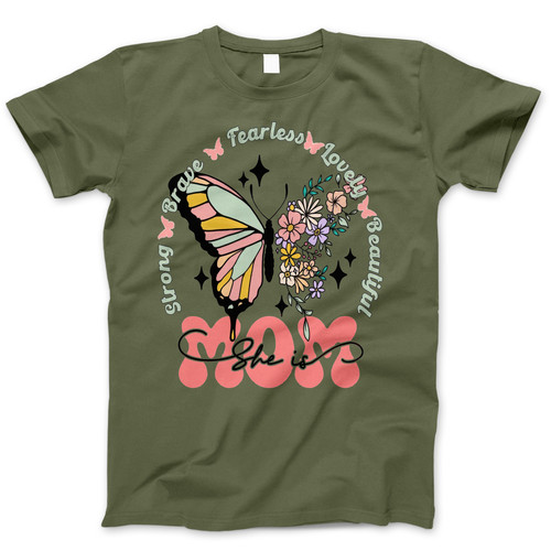 Photograph of four blank t-shirts greys beige and army green. Clipping path included. Ready for your.jpg