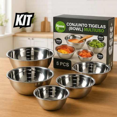 Kit Jogo 5 Tigela Inox Cumbuca Bowl Conjunto Bacia Saladeira.jpg