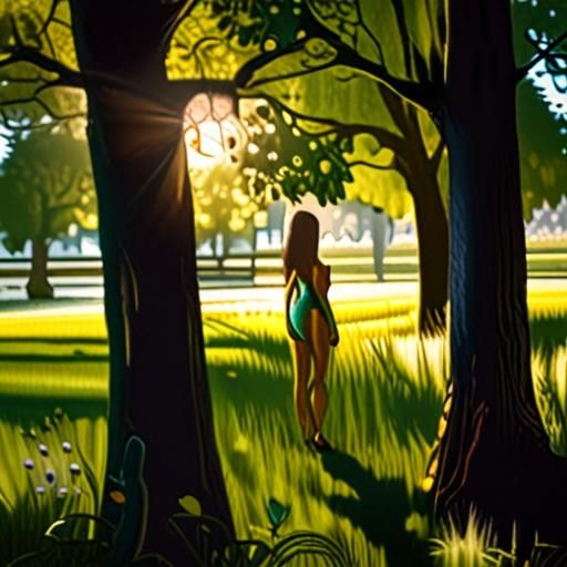 Naked woman in the park
