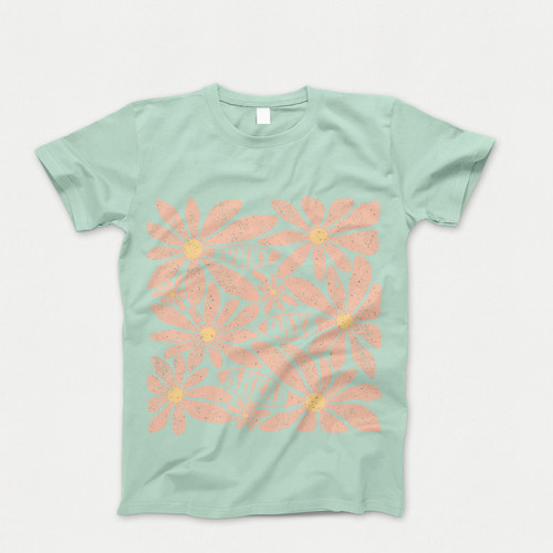 Photograph of four blank t-shirts greys beige and army green. Clipping path included. Ready for your.jpg