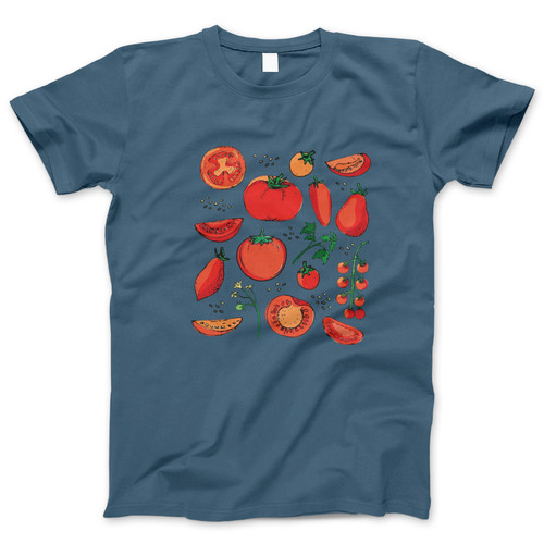 Photograph of four blank t-shirts greys beige and army green. Clipping path included. Ready for your.jpg
