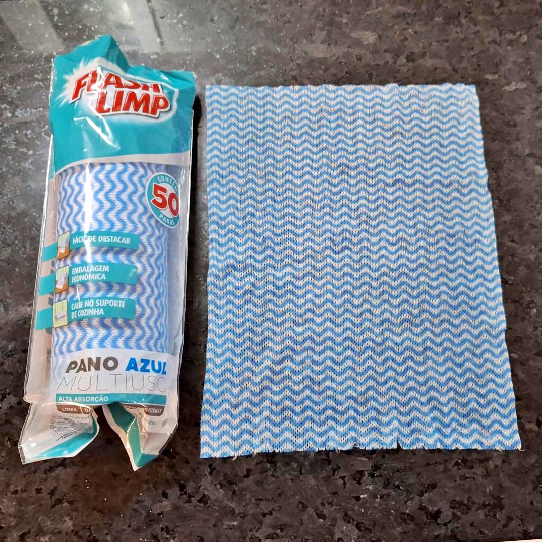 Pano Multiuso Rolo com 50 unidades Lavável e Secagem Rápida, Flash Limp, Azul