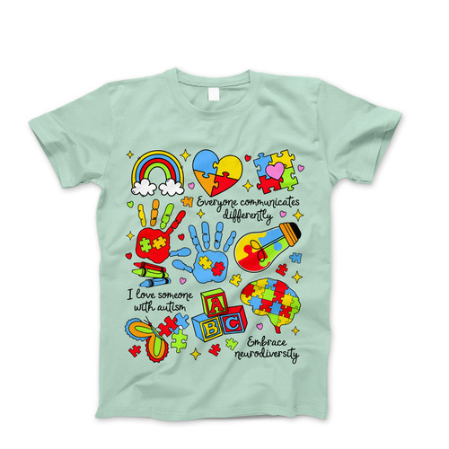 Photograph of four blank t-shirts greys beige and army green. Clipping path included. Ready for your.jpg