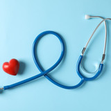 stethoscope heart blue background top view 185193 6315