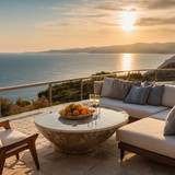 Leonardo Kino XL elegant coffee table with 2 lounge chairs on 3