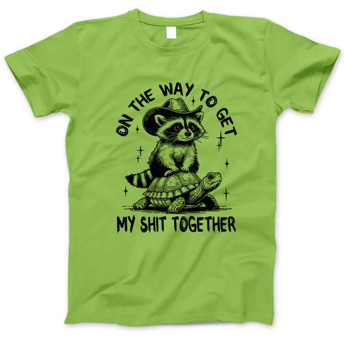 Photograph of four blank t-shirts greys beige and army green. Clipping path included. Ready for your.jpg