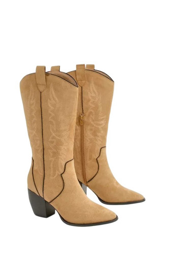 tan faux suede embroidered contrast detail western boots Photoroom.jpg
