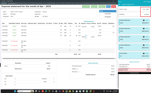 R3 R8. WEB MGRAdmin login 'Payable amount' is showing wrongly in the web after approval from android.png