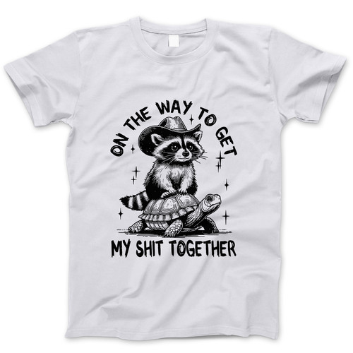 Photograph of four blank t-shirts greys beige and army green. Clipping path included. Ready for your.jpg