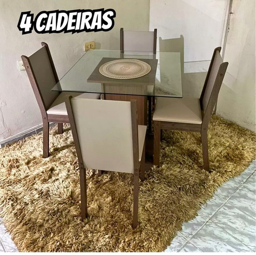 Sala de Jantar Madesa Aline Mesa Tampo de Vidro 4 Cadeiras Cor Rustic Crema Pérola 045747G4TPER.jpg