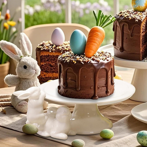 Ceramic Cake Stands Decorative Bunny Easter Decoration Birthday Cake Display Tray for Wedding Party .jpg