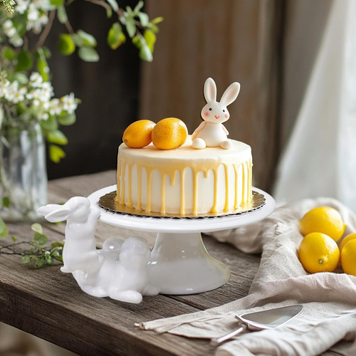 Ceramic Cake Stands Decorative Bunny Easter Decoration Birthday Cake Display Tray for Wedding Party .jpg