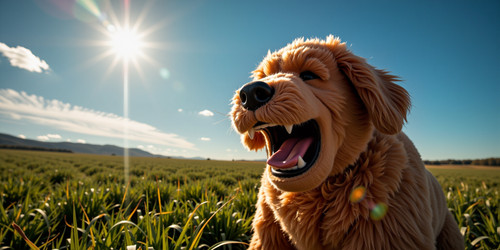 An expressive scene of Big Belly Bob bellowing loudly Subject Big Belly Bob the plush labradoodle wi.jpg