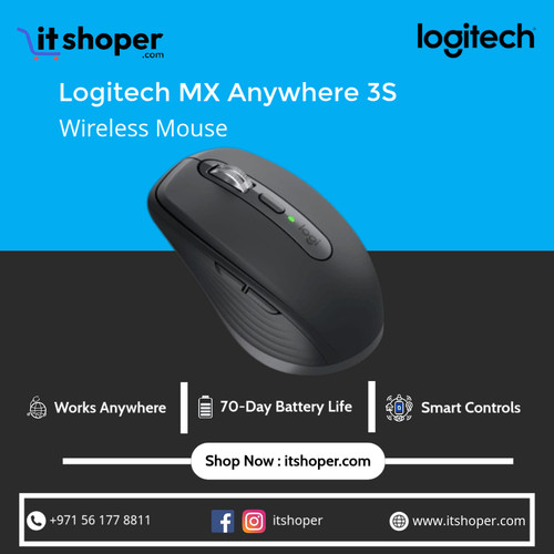 Logitech MX Anywhere 3S Wireless Mouse in graphite, featuring ultra precise tracking, 70 day battery.jpg