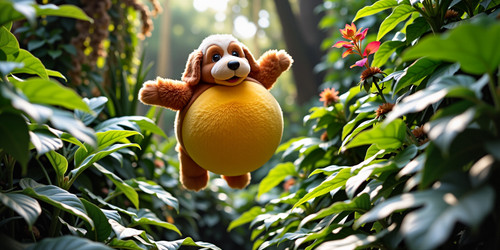 Subject Big Belly Bob a plush labradoodle with an absurdly large spherical belly is flying in mid ai.jpg