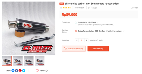 Screenshot 2025 05 22 at 18 26 00 Jual silincer dbs carbon inlet 50mm suara ngebas adem Shopee Indon.png