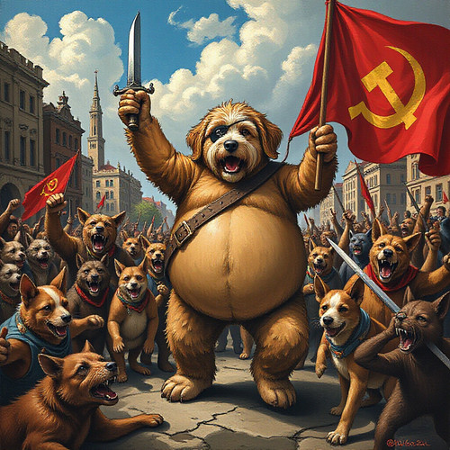 Delacroix La Liberté guidant le peuple in Picasso Escher style ultra realistic featuring Big Belly B.jpg