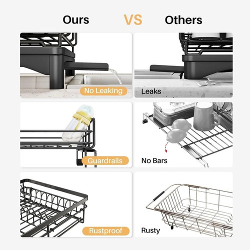 Expandable Dish Drying Rack Large Kitchen Dish Rack with Drainboard.jpg
