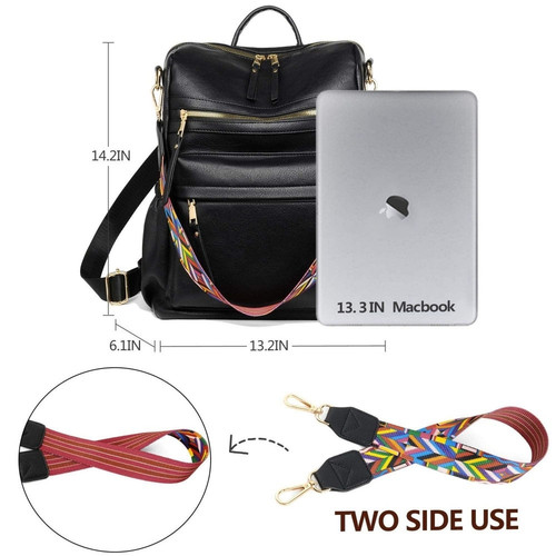 PU Leather Women Backpack Purse Casual School Bags Black.jpg