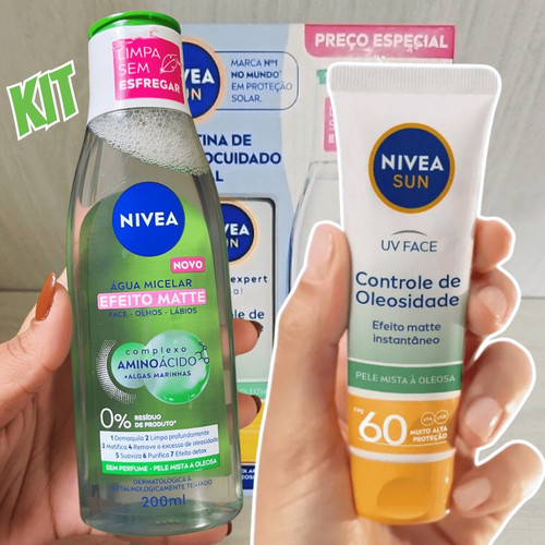 NIVEA KIT SUN FACIAL BEAUTY OLEOSIDADE FPS60 50ML + ÁGUA MICELAR EFEITO MATTE 200ML.jpg