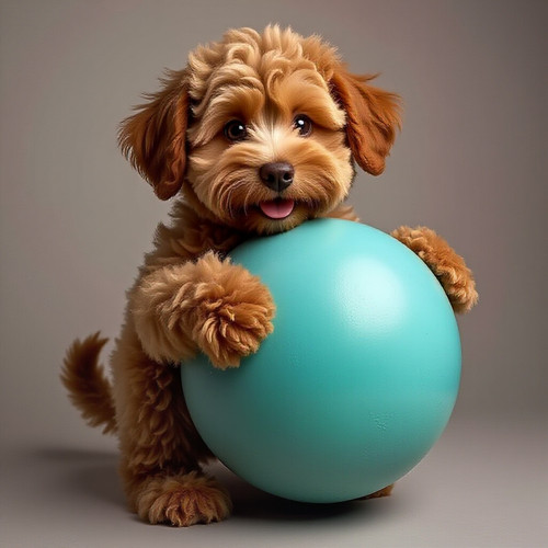 Big Belly Bob labradoodle puppy creature with absurdly large and bouncy belly round as a bowling bal.jpg