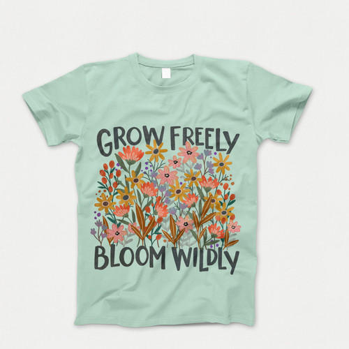 Photograph of four blank t-shirts greys beige and army green. Clipping path included. Ready for your.jpg