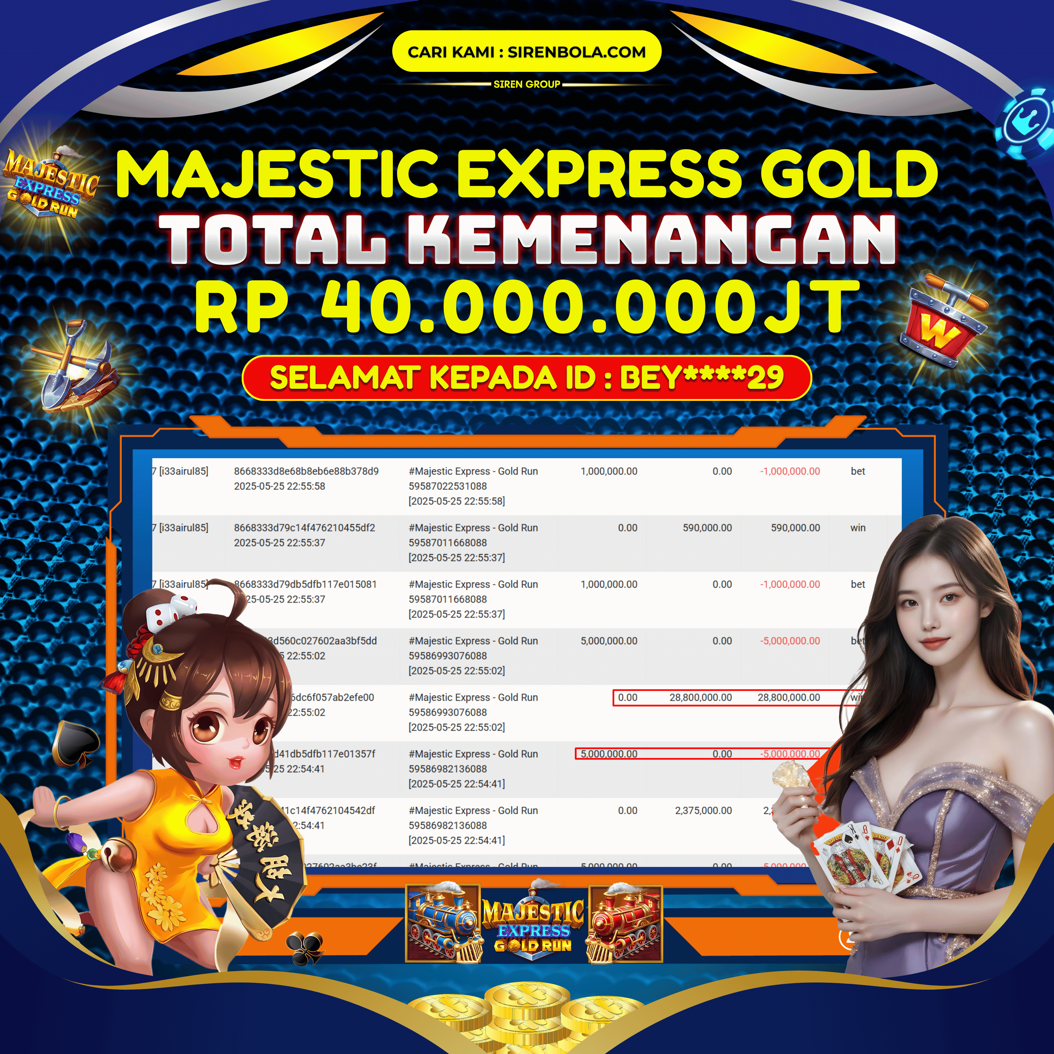 BUKTI JACKPOT 40 JUTA MAJESTIC EXPRESS GOLD RUN ( 25 MEI 2025 ) LUNAS...