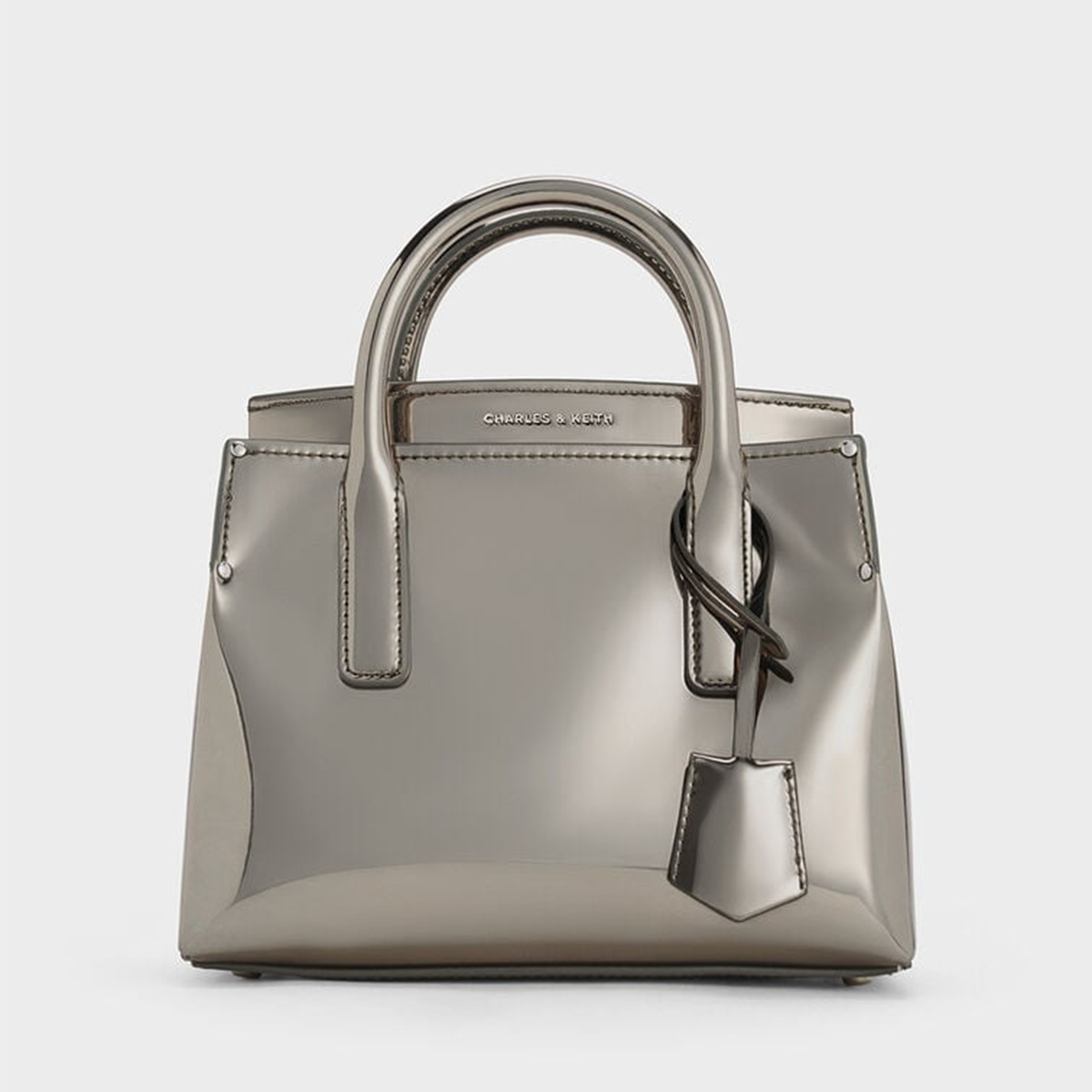 Túi đeo chéo chữ nhật Rene Metallic Structured - Bạc