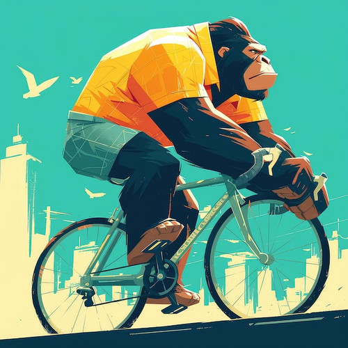 gorilla riding bicycle cartoon style 714091 9881.jpg