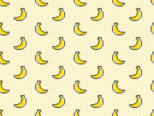 banana cartoon character seamless pattern on yellow background pixel style vector.jpg