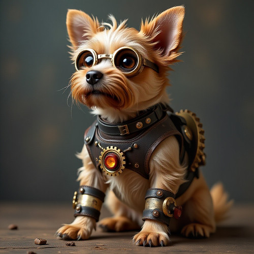 steampunk bouncy wouncy dog with bandages and gears .jpg