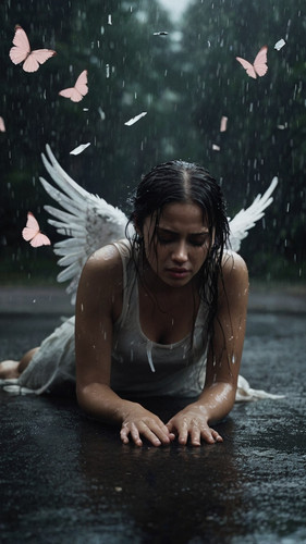 Leonardo Kino XL a crying angel in the rain wings torn surroun 0.jpg