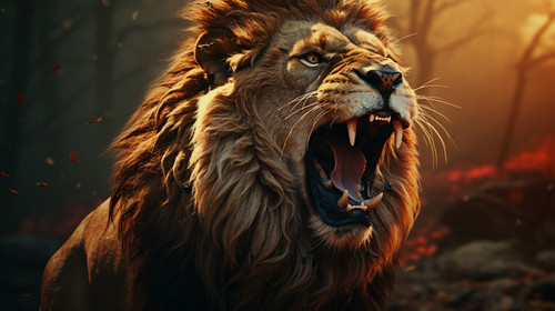3d ferocious lion with nature background.jpg