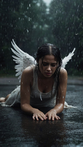 Leonardo Kino XL a crying angel in the rain wings torn surroun 0.jpg