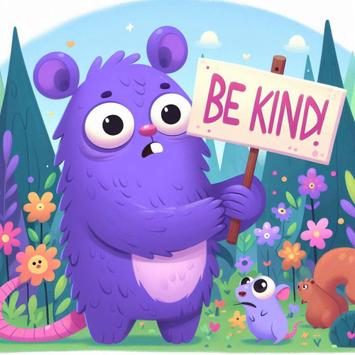 an aggressive purple half bear half rat.1