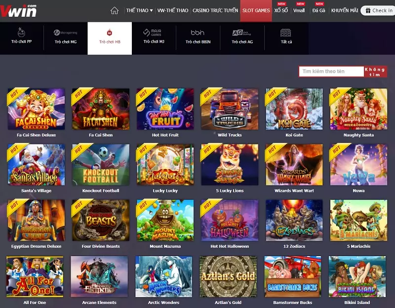Vwin99 giới thiệu chuyên mục Trò chơi HB - Slot Game tại nhà cái Vwin