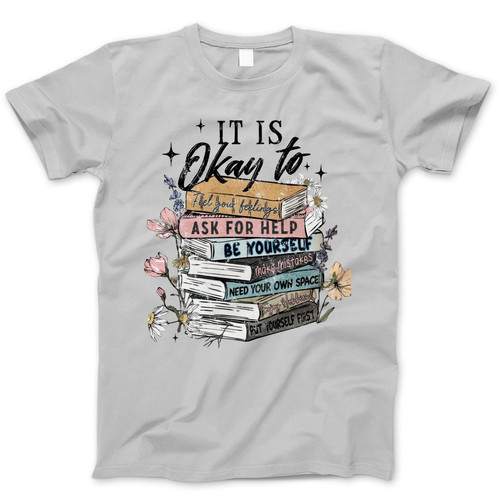 Photograph of four blank t-shirts greys beige and army green. Clipping path included. Ready for your.jpg