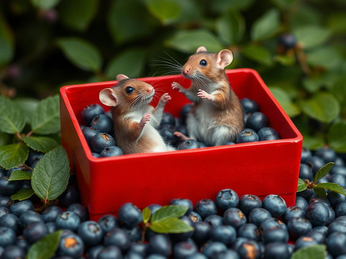 www.naked-ai.art - A red box of blue berries with a rat dancing inside.jpg