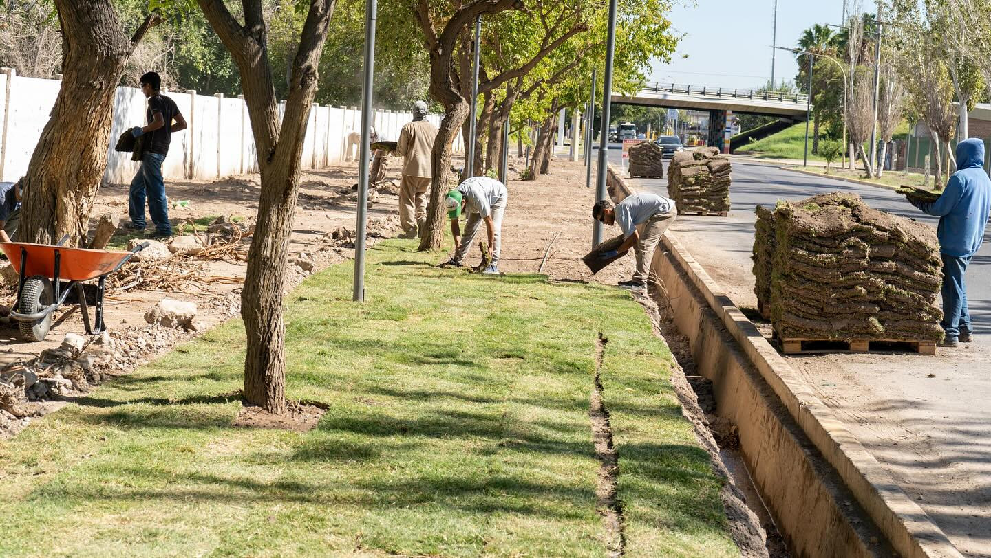 El municipio de la Ciudad de San Juan continua avanzando con las obras de mejoramiento de calzada y parquización en una de las zonas mas emblemáticas del departamento.