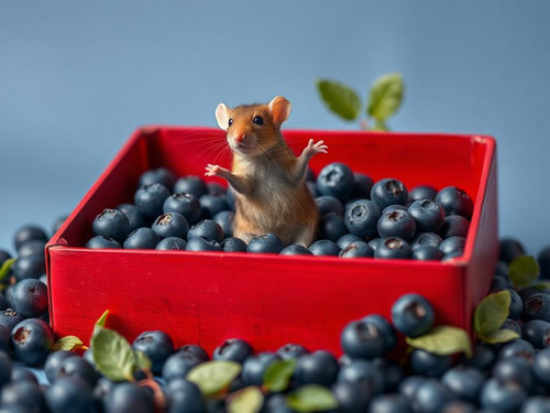 www.naked-ai.art - A red box of blue berries with a rat dancing inside.jpg