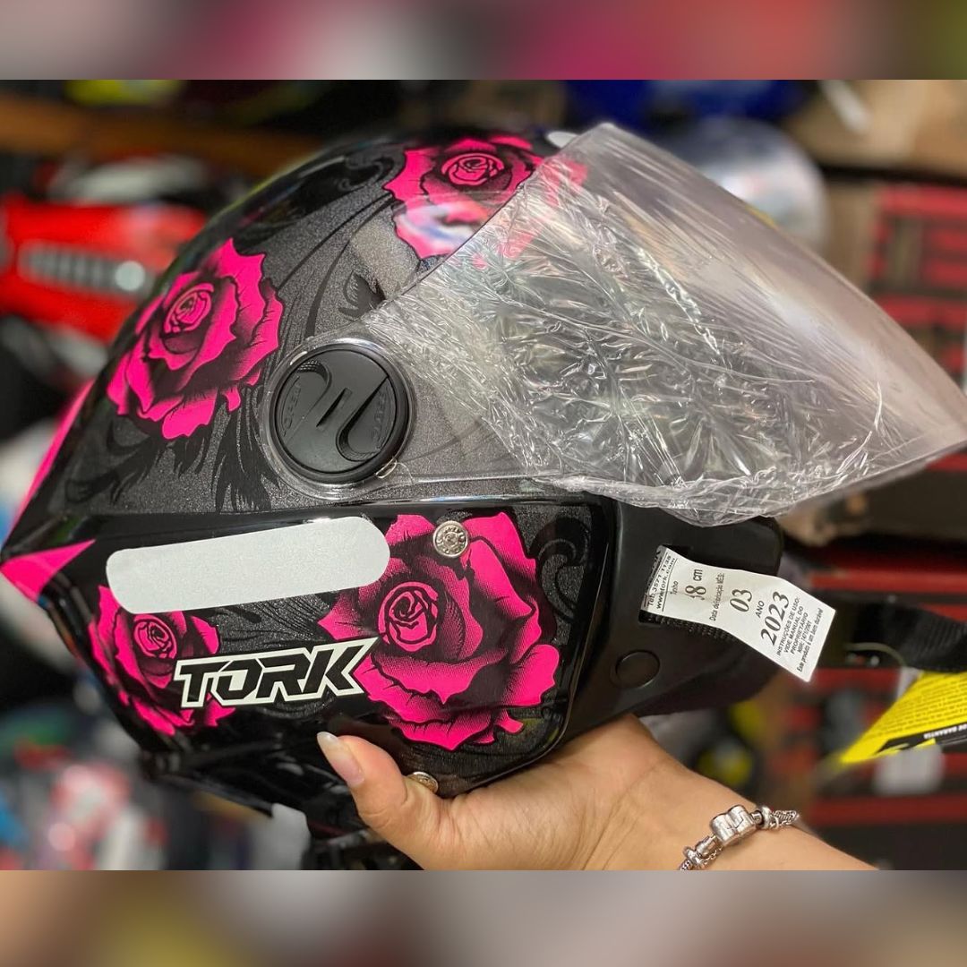 CAPACETE ABERTO PRO TORK NEW LIBERTY 3 FLOWERS FOSCO ROSA – PRETO TAM. 58