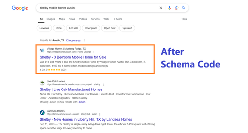 Shelby Mobile Home After Schema Markup Code