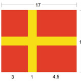 The Scania flag with proportions.