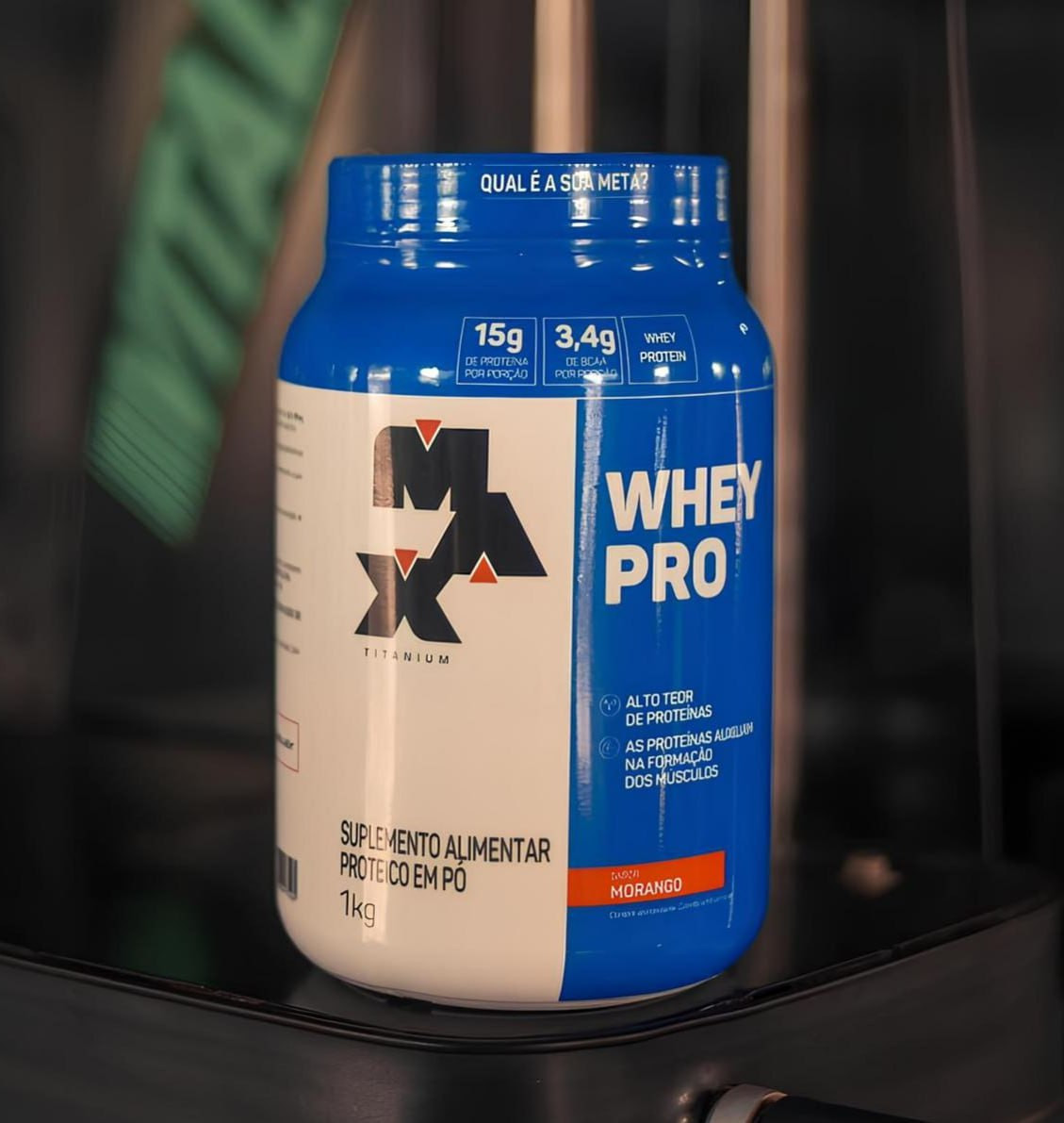 Whey Pro Concentrado Pote 1kg – Max Titanium Sabor Morango