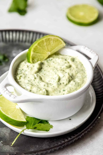 Creamy jalapeno Cilantro Lime Garlic Sauce as dip .jpg